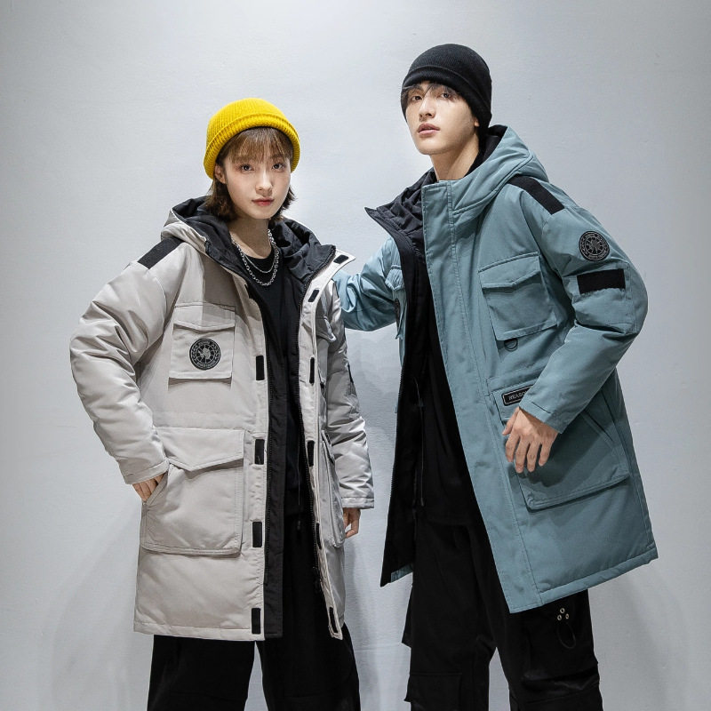 鸭鸭2025新款男女情侣户外中长款羽绒服韩版工装连帽加厚外贸冬装,童装/婴儿装/亲子装,羽绒服,淘宝优惠券,粉丝福利购,淘宝优惠卷