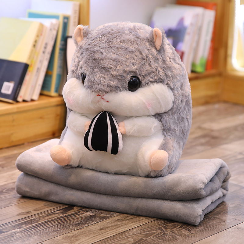 可爱小仓鼠玩偶娃娃老鼠公仔暖手抱枕毯子懒人毛绒玩具生日礼物女