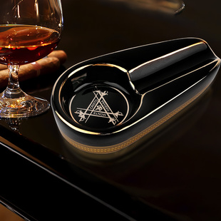 雪茄专用烟灰缸高端大气上档次高级感陶瓷创意轻奢灰缸桶家用客厅