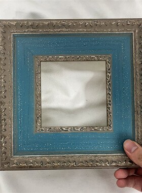【复古深蓝】复古印花靛蓝配色孔雀石质感实木画框油画框可定制