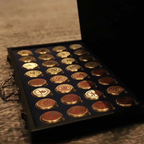 中国黄铜实心象棋高档黄铜象棋复古折叠棋盘礼盒套装过节送礼长辈