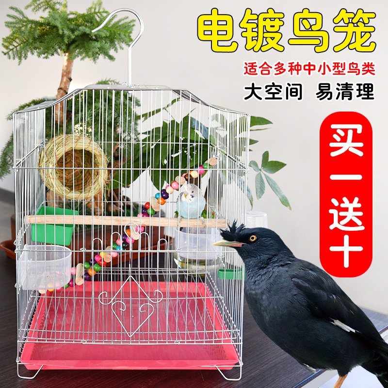 八哥鸟笼大号牡丹虎皮鸟笼子鹦鹉笼家用通用电镀玄凤豪华别墅铁艺