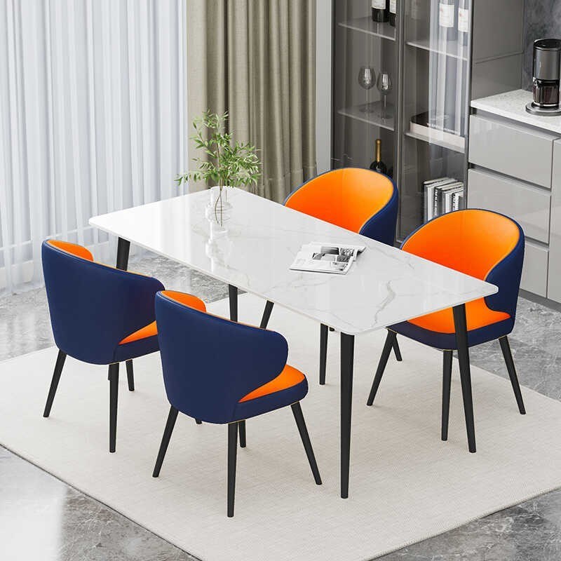 岩板餐桌椅组合现代简约轻奢桌子家用小户型网红餐厅饭桌椅子意式