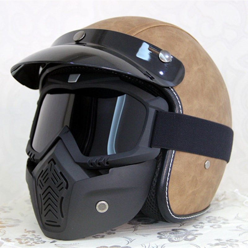 四季通用全盔半盔电动机车哈雷复古太子摩托车3/4头盔男安全帽