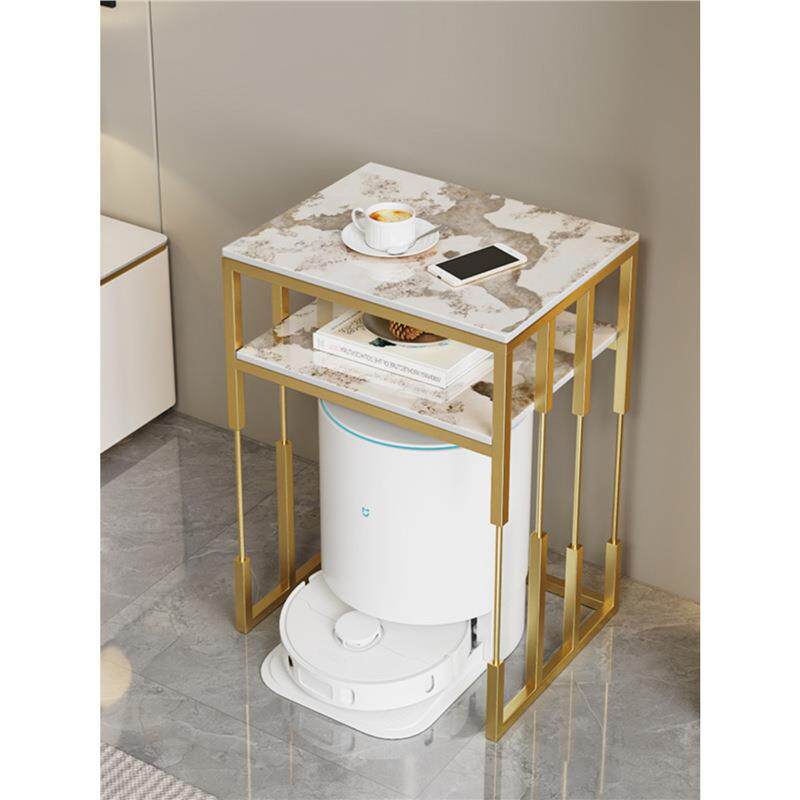 扫地机器人岩板边几置物架收纳柜基站上方置物柜高脚桌可移动角柜