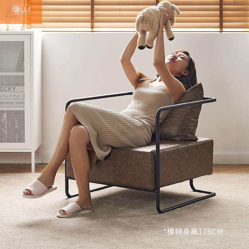 铁艺沙发椅复古工业风轻奢简约客厅休息区沙发设计师单人小沙发躺