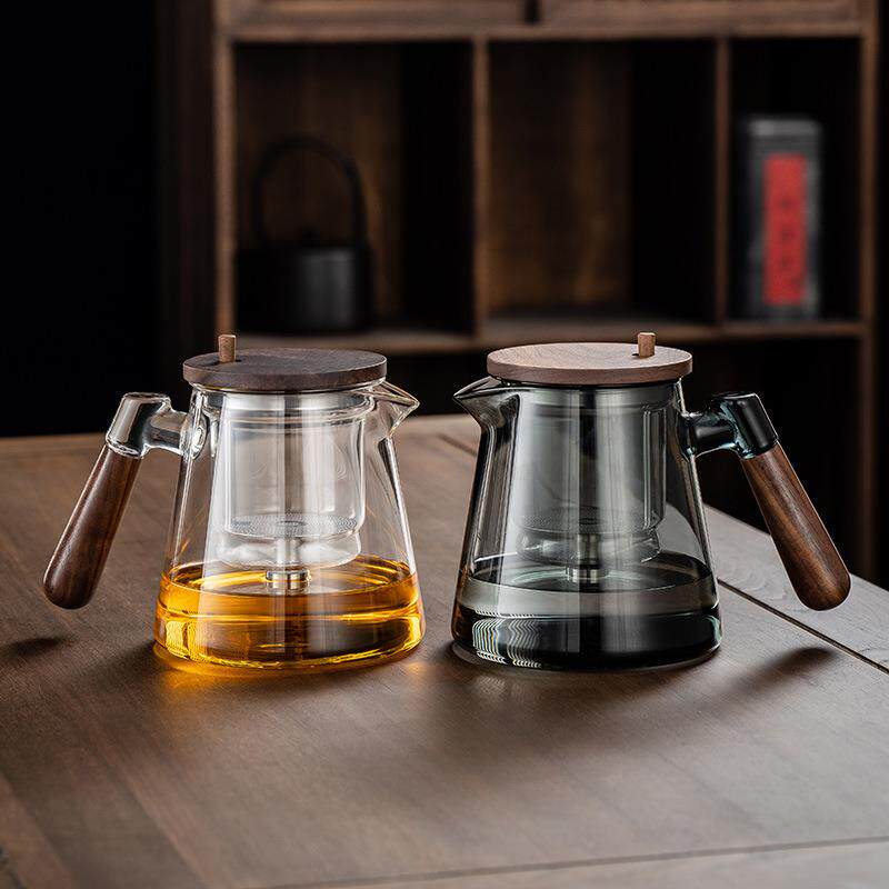 2024新款耐热玻璃泡茶壶家用按压式一键茶水分离滤茶耐高温飘逸杯