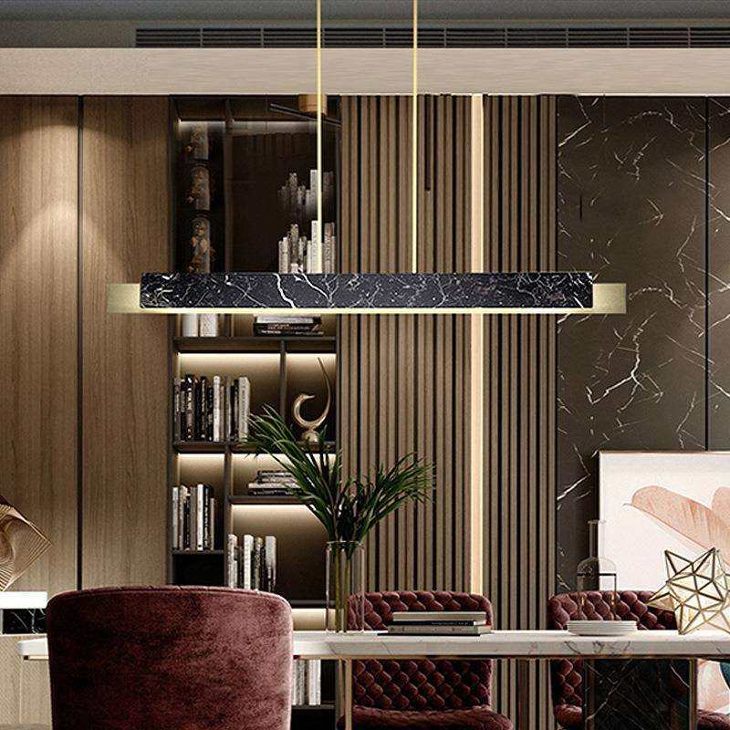 后现代轻奢餐厅吊灯餐桌吧台北欧设计师办公室极简大理石长条灯具