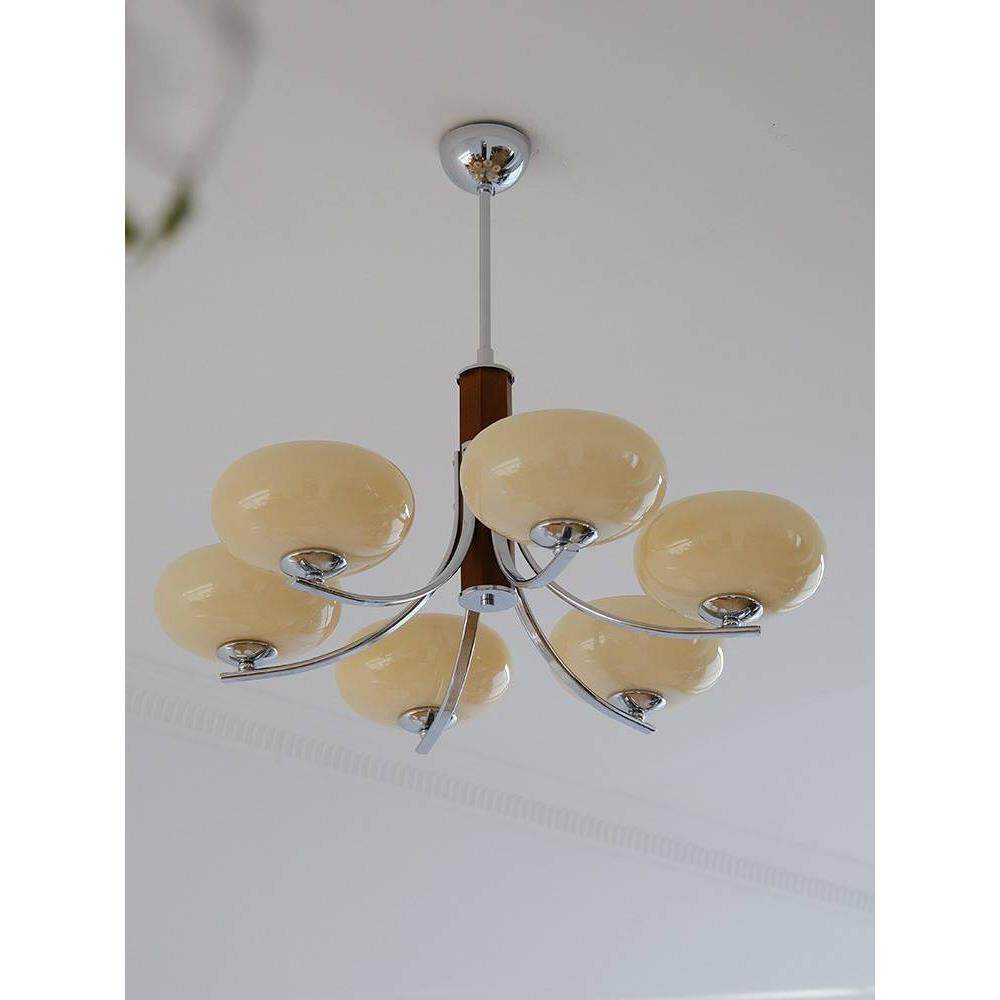 法式复古中古北欧实木卧室餐厅吊灯 法式复古原木mcm书房客厅吊灯