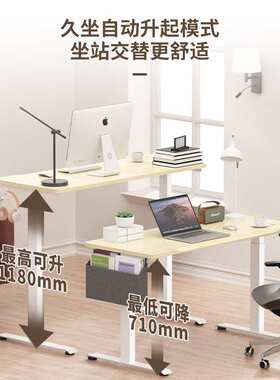 双电机电动升降桌实木办公电脑桌书桌写字桌N02升降智能升降桌