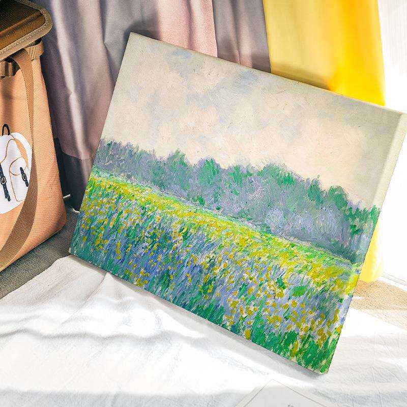 莫奈《黄色鸢尾花》横板玄关边柜无框装饰画挂画酒店民宿装饰品