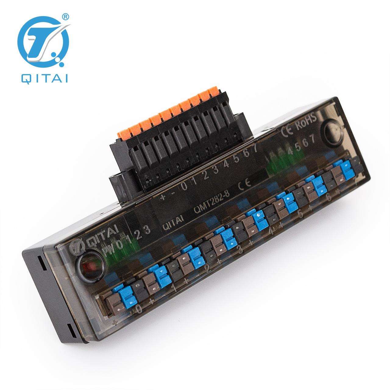 QMT282-8端子台弹簧接线带防尘盖快速接线输入输出IO信号分线盒