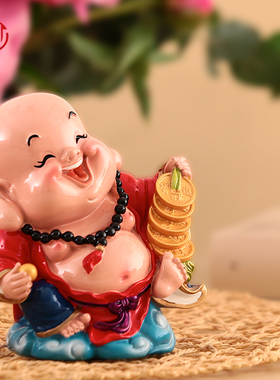 可爱弥勒佛工艺品k小摆件客厅家里房间装饰品创意笑佛网红桌面摆