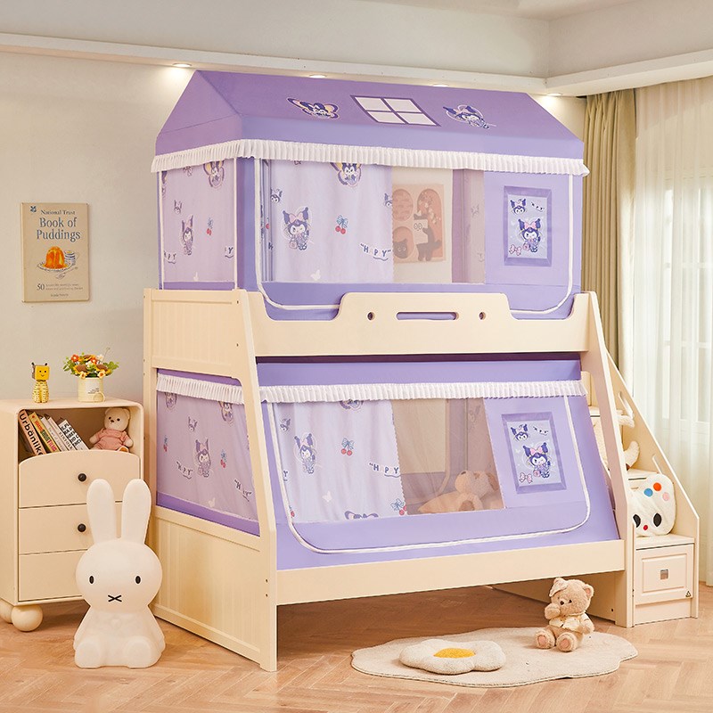 库洛米 上下铺子母l蚊帐实木上下床2025新款遮光帘上下铺子母蚊帐