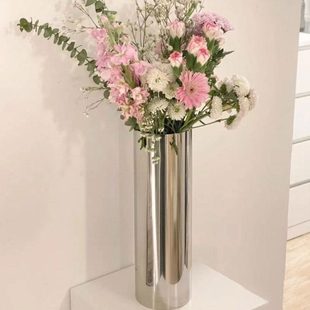 304不锈钢金属花瓶竹签筒筒收纳工具筒鲜花养植筒醒花筒9*28cm