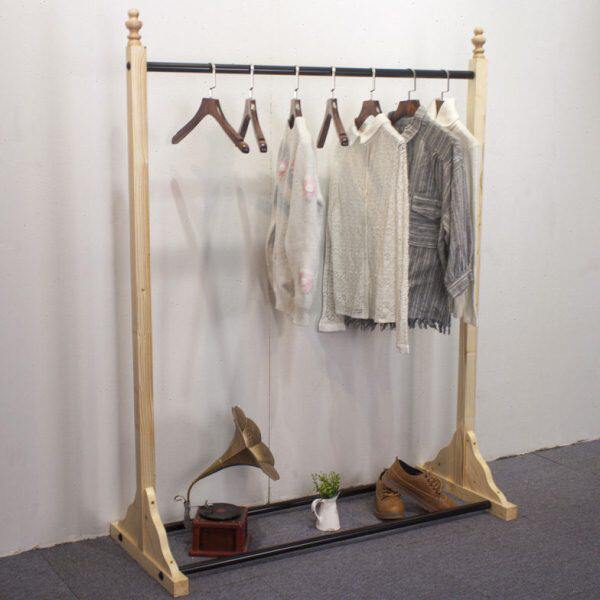 服装店展示架童装店货架挂衣服架子装饰创意服装架原木色实木展架