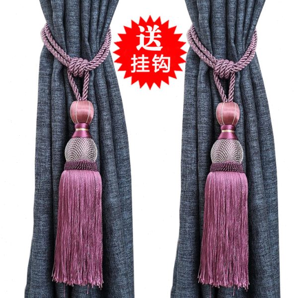 窗帘扣绑带挂球欧式花系带捆绑绳子简约现代一对轻奢流苏饰品扎带图片