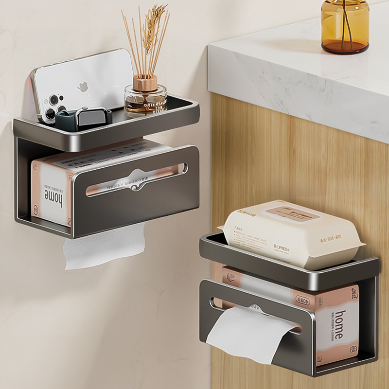 卫生间厕纸盒厕所纸巾盒置物架抽纸卷纸筒M洗手间收纳免打孔LT