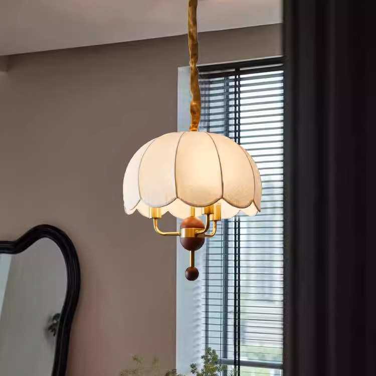 法式复古风餐厅灯卧室布艺印花田园吊灯设计师中古 vintage吧台灯