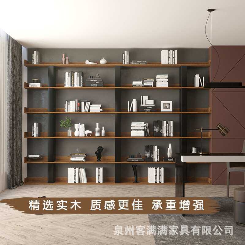 工业风实木架子公司落地置物架loft办公室书架靠墙设计感家具创意