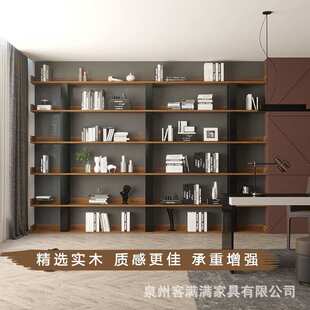 工业风实木架子公司落地置物架loft办公室书架靠墙设计感家具创意