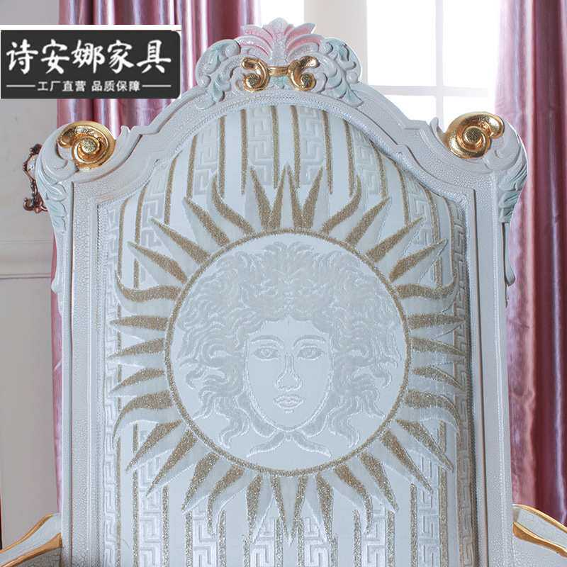 奢华实木家具 法式手绘雕花成人书椅 豪华餐椅酒店欧式扶手餐椅