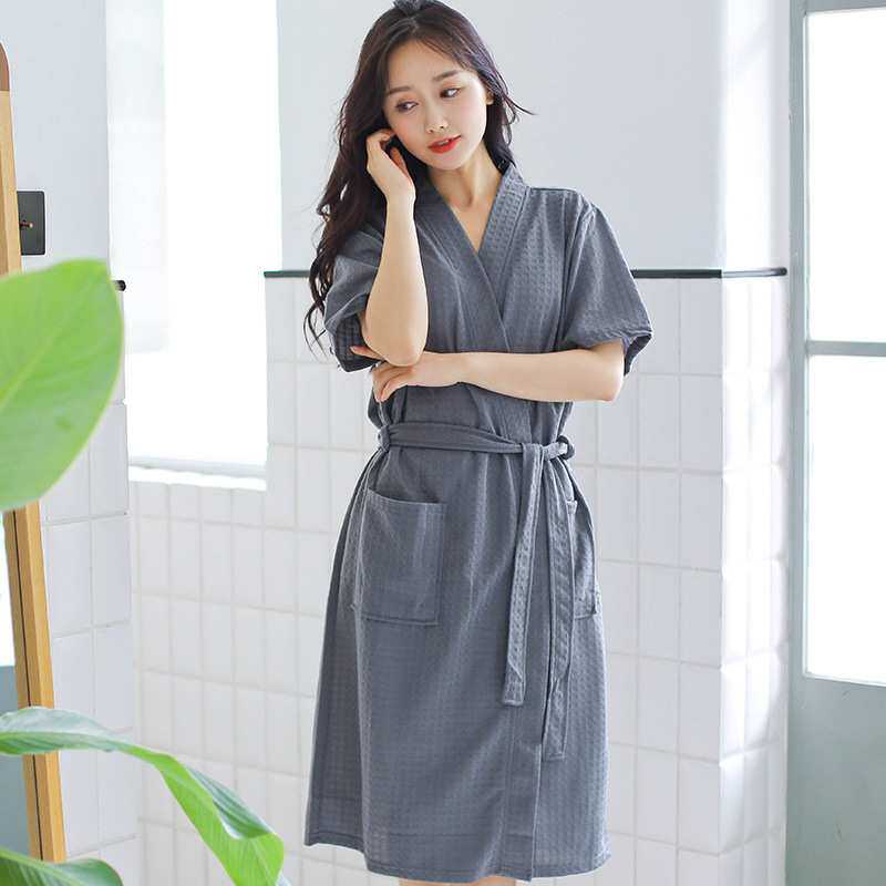 2024新款浴袍女春夏薄款短袖汗蒸馆专用吸水速干睡袍家居服厂跨境