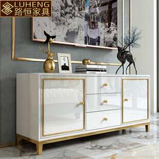 轻奢简约现代卧室柜烤漆钢化玻璃小户型餐边柜主卧电视柜储物柜