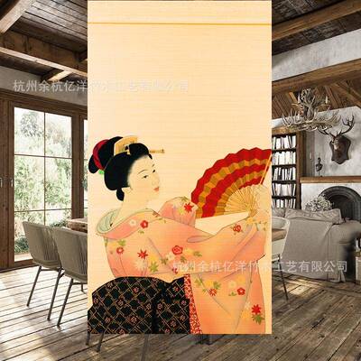 厂家直销断中式花竹帘厅遮阳印日客式茶室隔卷帘窗帘LT1008新中式