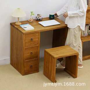 老榆木书桌小户型带储物桌子实木儿童写字台收纳桌新款L型桌子