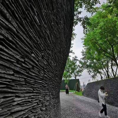 青石板流水石色流景水幕墙背46645黑外墙瓷砖化别墅庭院仿古文石