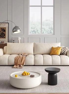 法式奶油风布直排科技艺沙42627发客厅简约代朵泡芙沙发猫抓现布