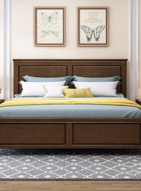 美式实木床现简约1双.5米1.8米乡58325村人床储主物简美婚床卧代