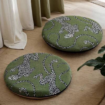 中古风坐椅子垫加厚垫记忆棉座餐厅客厅地上久坐屁股痛防绿豹子椅