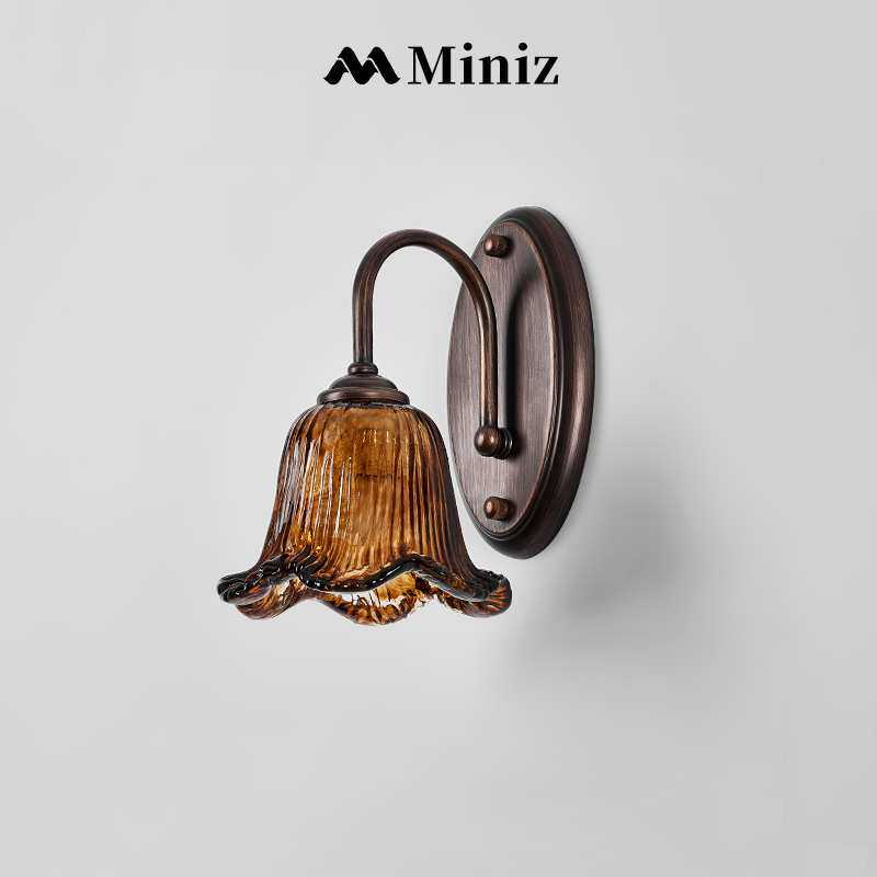 美式复古卧室床头壁灯法式中古创意花朵过道灯护眼入户玄关走廊灯