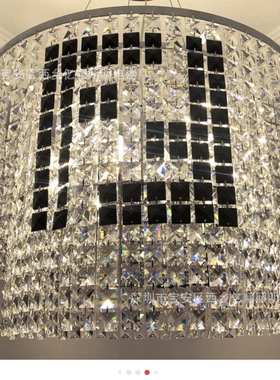 现代简约大气餐厅led水晶吊灯客厅灯K9圆形吊灯F艺术字fend