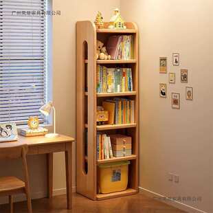 实木儿童书架置物架落地一体靠墙转角储物柜简易学生不占地方书柜