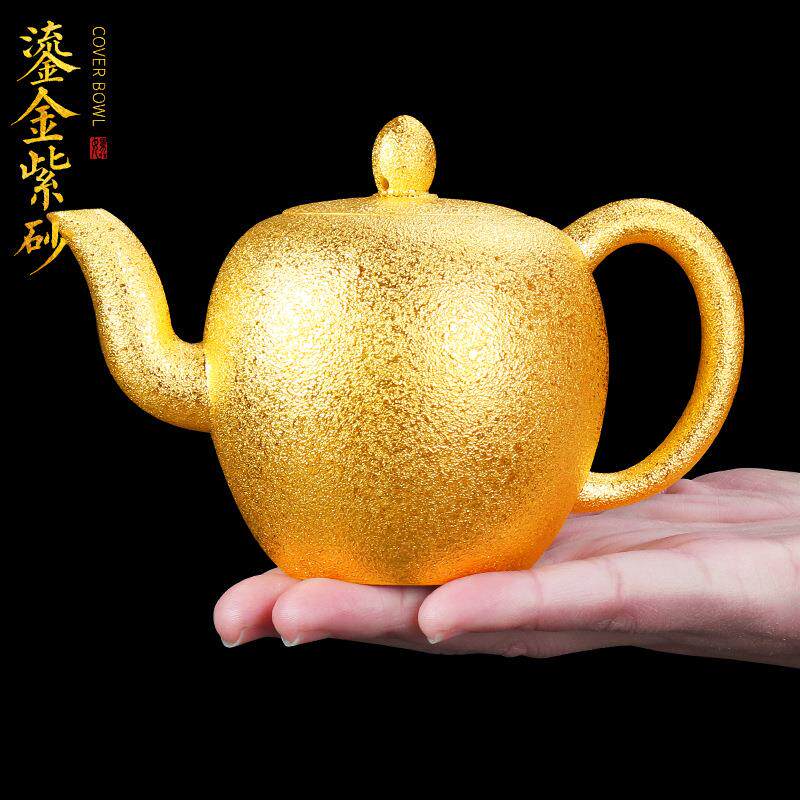 鎏金紫砂壶单壶带过滤全手工家用原矿老紫泥大号泡茶壶冲茶器