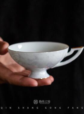 花开荼蘼渐变紫色咖啡杯碟组合陶瓷办公杯马克杯小号个人杯带杯垫