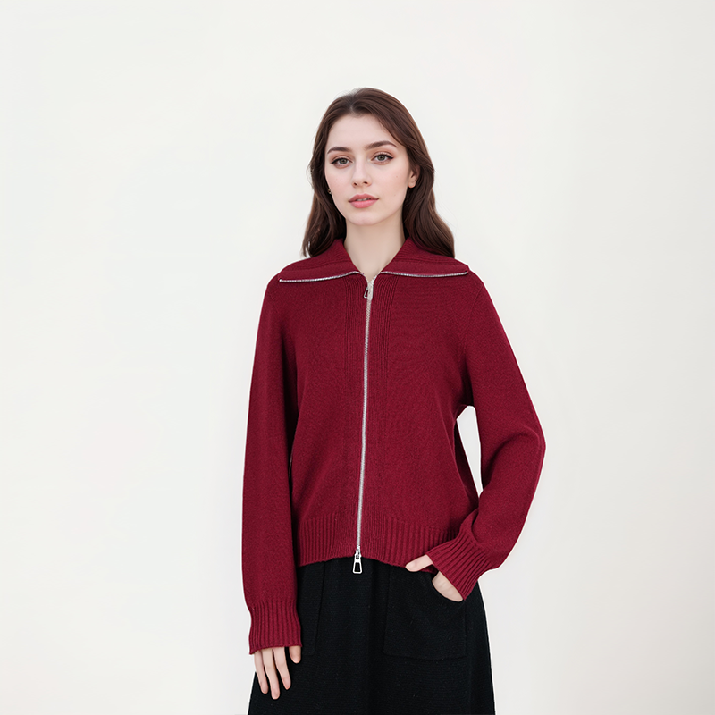 【一一专享】100%绵羊毛羊毛衫拉链款针织衫打底衫TN5739