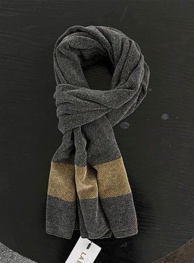 【甜甜专享】 针织围巾时尚保暖经典简约轻奢格纹厚 JJ201