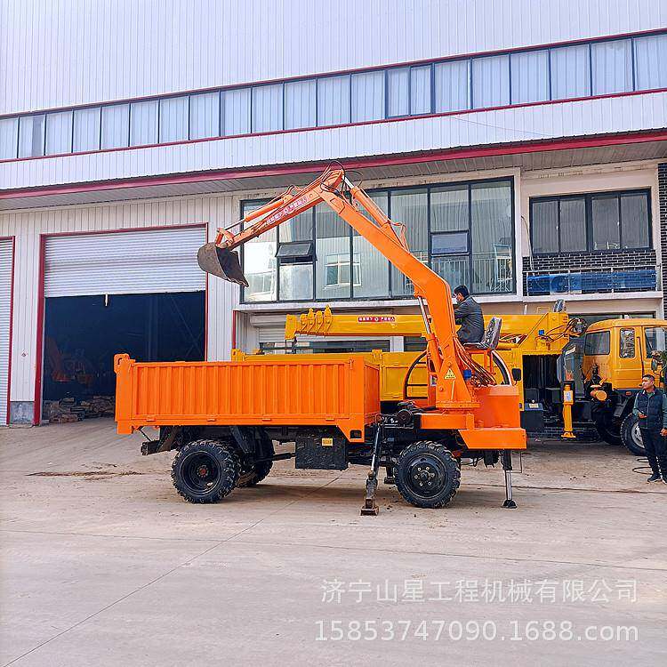 戈壁滩建设四不像随车挖四缸动力车载式挖机河道清理多用运输车