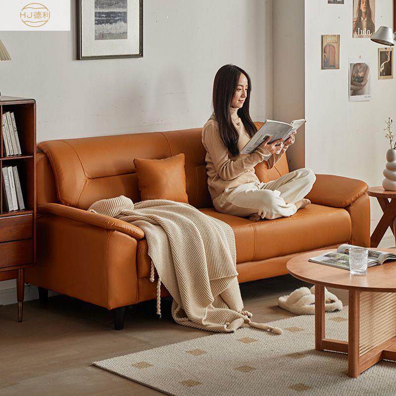 出租房客厅小型简易沙发客厅三人位皮艺小沙发小户型双人皮艺沙发