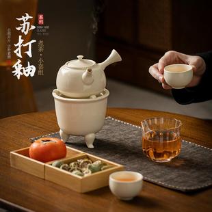 户外便携酒精炉煮茶器小型家用室内明火加热侧把煮茶壶复古温茶炉