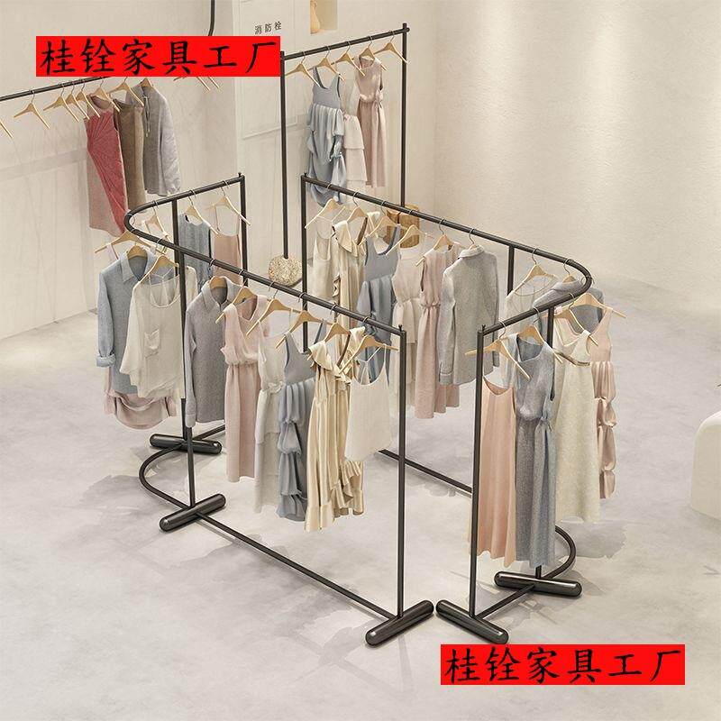 服装店中岛展示架落地式转角创意女装店中间陈列2024新款轻奢