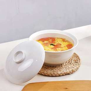 家用骨瓷带盖大汤碗景德镇纯白面碗菜碗陶瓷碗大号吃泡面炖汤碗
