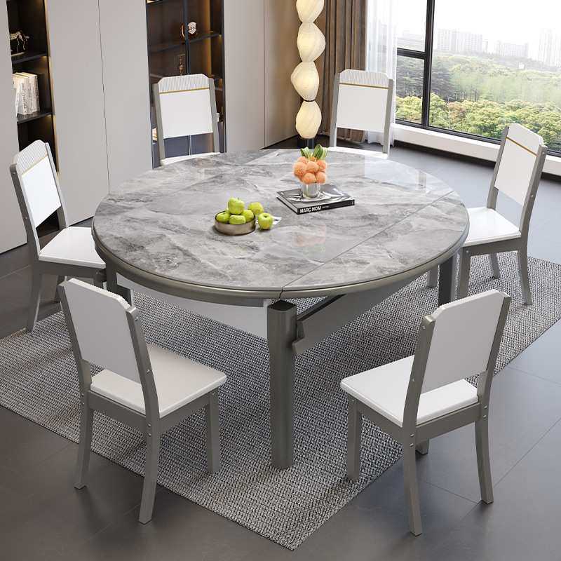 轻奢风岩板餐桌椅组合现代简约风小户型家用可伸缩可变圆桌餐桌椅,3C数码配件,USB灯,淘宝优惠券,粉丝福利购,淘宝优惠卷
