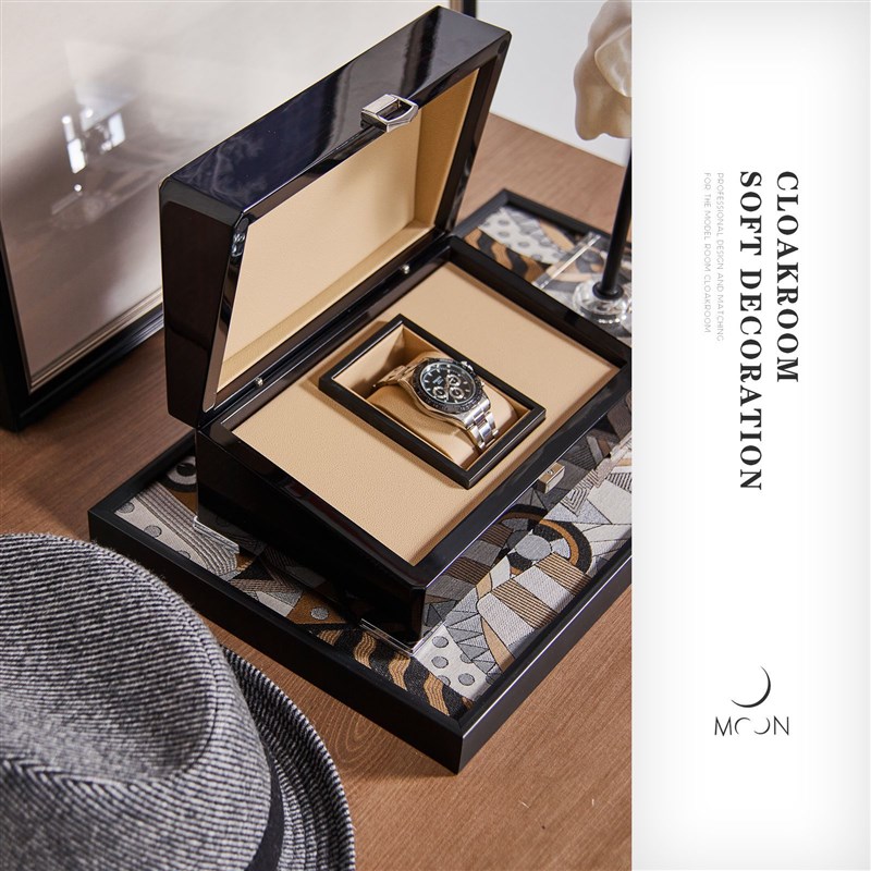 MOON慕空间样板房衣帽间男士梳妆台摆件手表装饰画软装饰品道具