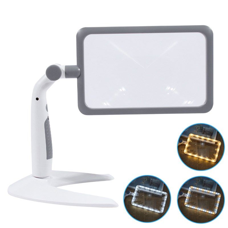 48LED手持台式方形带灯放大镜老人阅读高清老花眼专用手机扩大镜