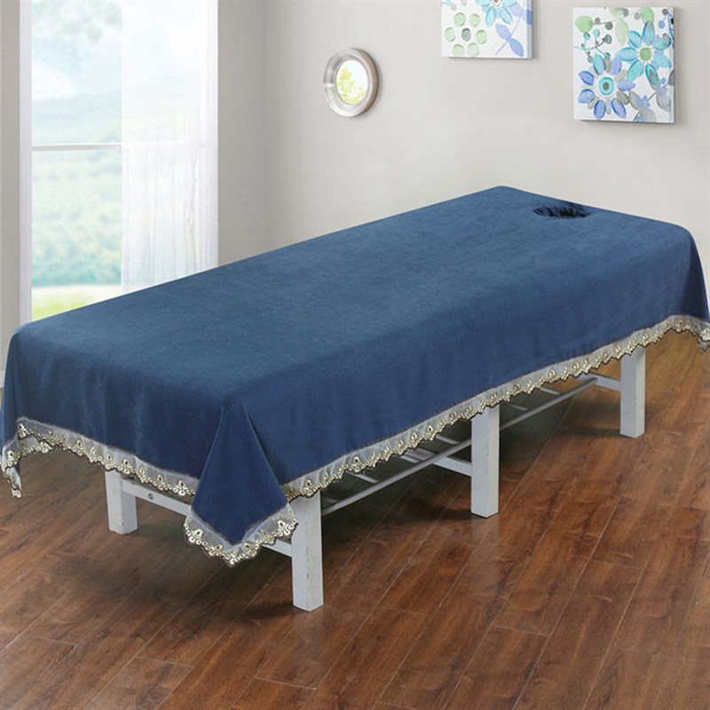 美容院床单 高档按摩院超柔雪芙呢加厚固定绣花包边全棉带洞包邮